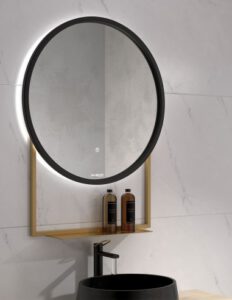 ESPEJO LED HAWAI CIRCULAR ESCANDINAVO CON REPISA