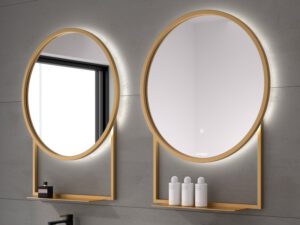 ESPEJO LED HAWAI CIRCULAR ESCANDINAVO CON REPISA