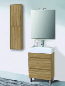 MUEBLE IVO 2 CAJONES CON PATAS + LAVABO + ESPEJO SIDNEY