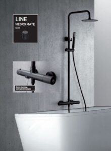 CONJUNTO BAÑO-DUCHA LINE NEGRO MATE TERMOSTATICA