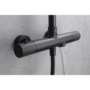 CONJUNTO BAÑO-DUCHA LINE NEGRO MATE TERMOSTATICA