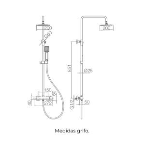 BARRA DUCHA ART NEGRO MATE TERMOSTÁTICO - Imagen 6