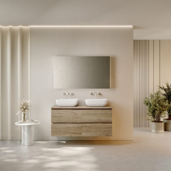 MUEBLE JUNE 2 CAJ SUSPENDIDO + TAPA LAMINADA