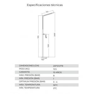 DUCHA EXTERIOR PISCINA SENSE INOX LED NEGRO MATE - Imagen 5
